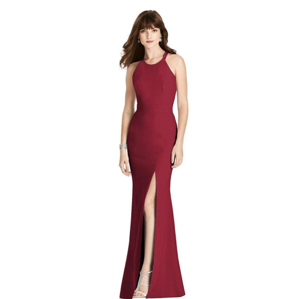 NWT After Six Elegant Halter Evening Gown Front Slit Color Regalia style 6776
